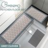 2 PCS Washable Non Slip Absorbent Kitchen Floor Mat (44×80+44x150cm, Grey Lucky Clover)