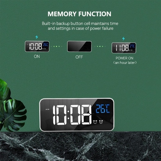 Digital Clock Mirrored Grey