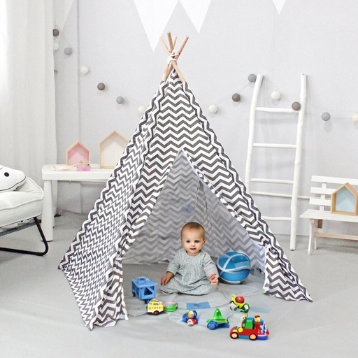 Kids Teepee Tent with Side Window and Carry Case – Wave Stripe