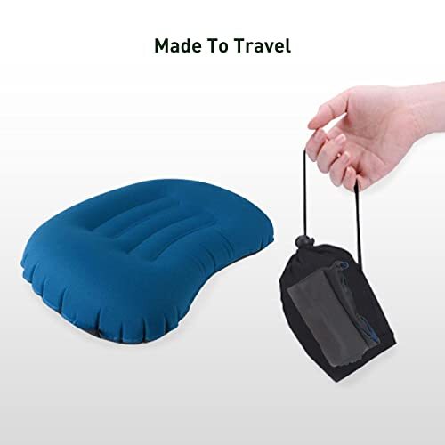 Inflatable Camping Travel Pillow – Dark Blue