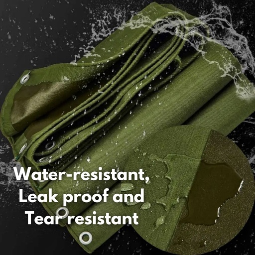 3×3 meter Heavy Duty Waterproof Canvas Tarp – Army Green