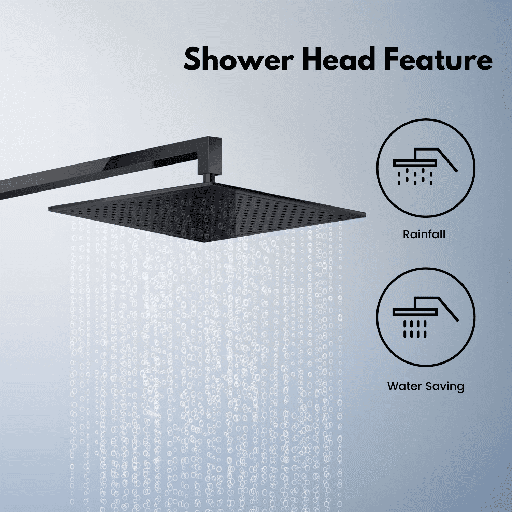 ShowerHead: Palila: Shower head – Square 200mm Matt Black