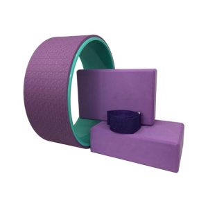 Yoga Wheel 4 pcs set - 1 Yoga Wheel, 2 Yoga Block, 1 Yoga Strap (Purple)