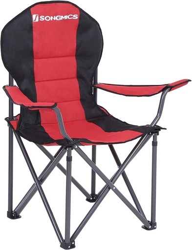 Folding Camping Chair with Bottle Holder Red and Black