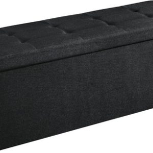 110cm Foldable Bench with Storage Space and Divider Black