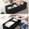 110cm Foldable Bench with Storage Space and Divider Black