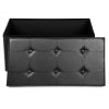 76cm Folding Storage Ottoman Bench Footrest Black