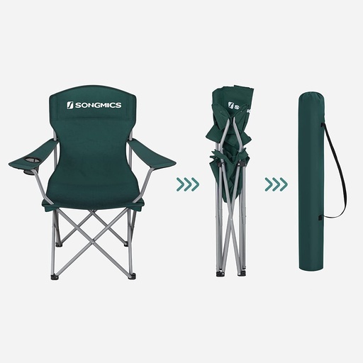 Set of 2 Folding Camping Outdoor Chairs Dark Green