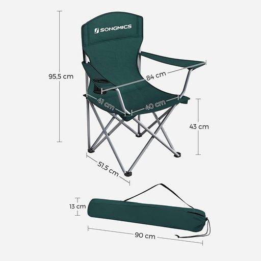 Set of 2 Folding Camping Outdoor Chairs Dark Green