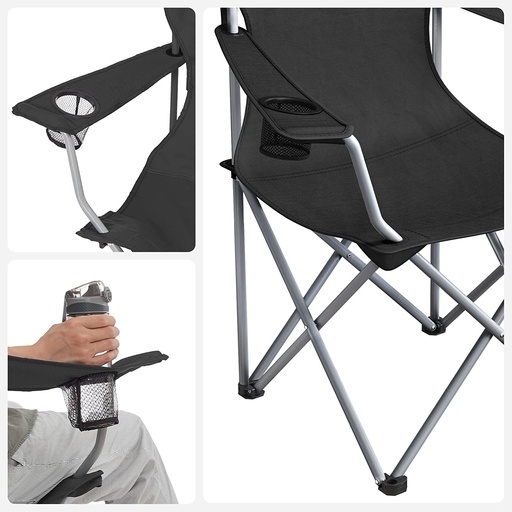 Set of 2 Folding Camping Outdoor Chairs Black