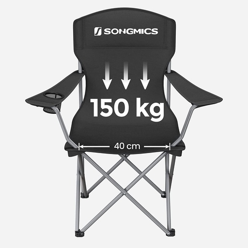 Set of 2 Folding Camping Outdoor Chairs Black