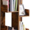 Tree-Shaped Bookcase with 8 Storage Shelves Rounded Corners Rustic Brown