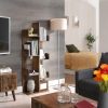 Tree-Shaped Bookcase with 8 Storage Shelves Rounded Corners Rustic Brown