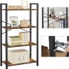 4-Tier Bookshelf Storage Rack with Steel Frame for Living Room Office Study Hallway Industrial Style Rustic Brown and Black