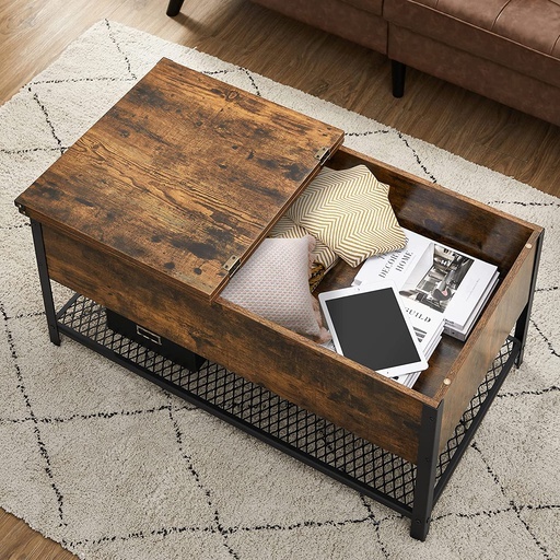 Coffee Table With Folding Top Rustic Brown Black