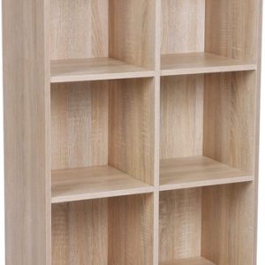 Bookcase with 6 Compartments Wooden Shelving