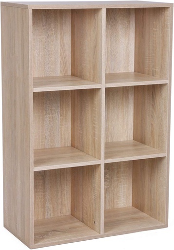 Bookcase with 6 Compartments Wooden Shelving