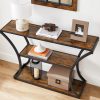 Console Table with Curved Frames with 2 Open Shelves Rustic Brown and Black