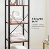 Narrow Bookcase Small 6-Tiers Bookshelf Industrial Rustic Brown and Black