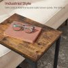 Slim End Table with Metal Frame Industrial Rustic Brown and Black