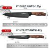 8 pieces Kitchen Knife Set Everich Chef Sharpener Knives Stainless Steel Nonstick Scissor Gift
