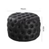 Contemporary Black Leather-look Ottoman with Button