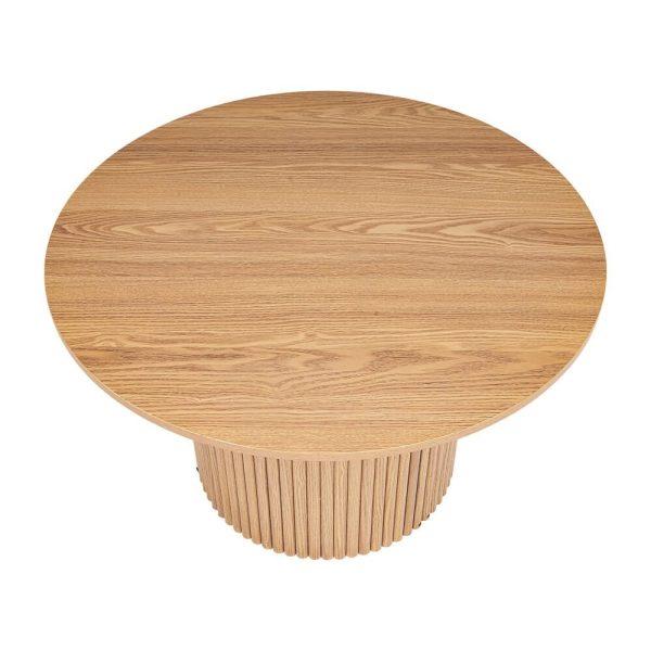 Luxe Ribbed Round Coffee Table Wooden