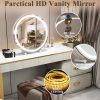 45cm Large Makeup Desk Mirror Lights Round LED Makeup Make up Mirror Bedroom Tabletop Touch Control White