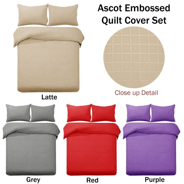 Designer Selection Ascot Embossed Quilt Cover Set Latte King