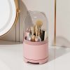 360° Rotating Makeup Brush Bucket Transparent Dust-proof Cosmetic Storage Box(pink)