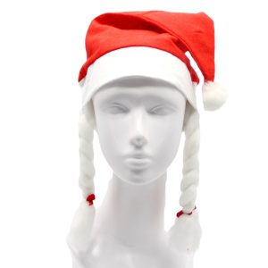 Christmas Unisex Adults Kids Novelty Hat Xmas Party Cap Santa Costume Dress Up, Santa Hat w Braids