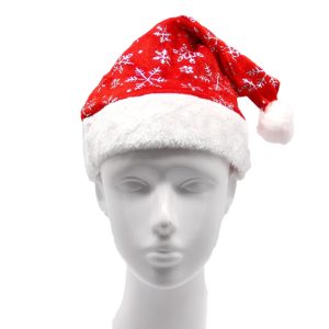 Christmas Unisex Adults Kids Novelty Hat Xmas Party Cap Santa Costume Dress Up, Santa Hat w Snowflakes