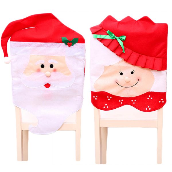 6x Christmas Cute Lady Santa Hat Chair Covers Dinner Home Décor Ornaments Gift, Mr Santa