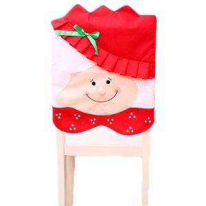 6x Christmas Cute Lady Santa Hat Chair Covers Dinner Home Décor Ornaments Gift, Mrs Santa