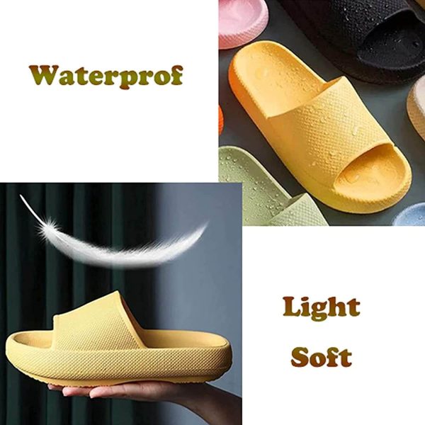Pillow Slides Sandals Non-Slip Ultra Soft Slippers Cloud Shower EVA Home Shoes, Black, 44/45