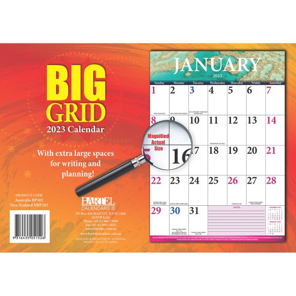 Big Grid 2023 Rectangle Wall Calendar 16 Months Planner New Year Christmas Gift