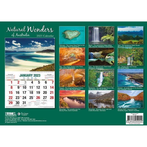 Natural Wonders Of Australia  2023 Rectangle Wall Calendar 16 Months Planner