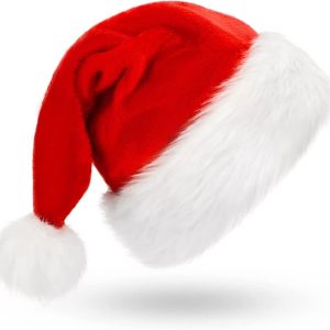 Christmas Unisex Adults Kids Novelty Hat Xmas Party Cap Santa Costume Dress Up, Plush Santa Hat