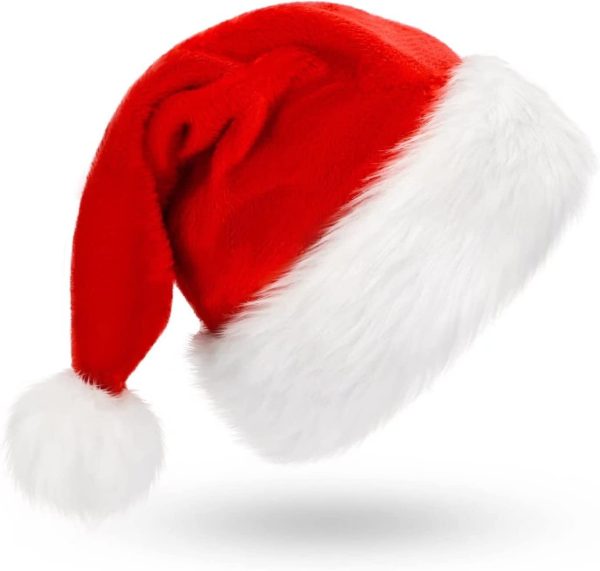 Christmas Unisex Adults Kids Novelty Hat Xmas Party Cap Santa Costume Dress Up, Plush Santa Hat