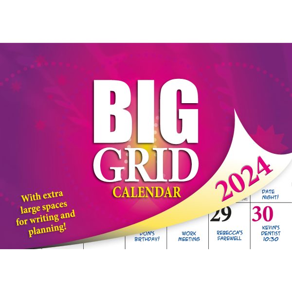 Big Grid – 2024 Rectangle Wall Calendar 13 Months Large Date Boxes Easy Planning