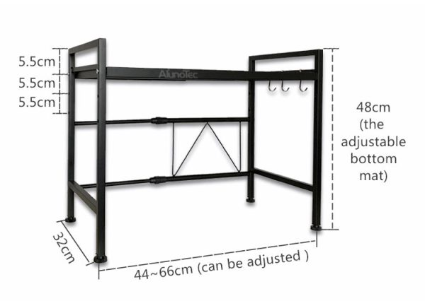Adjustable Width & Height Microwave Shelf Black