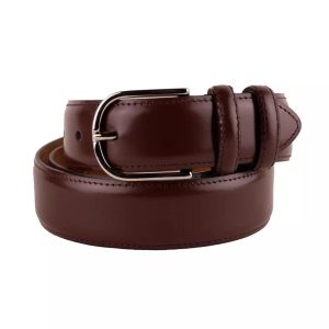 Smooth Brown Calfskin Belt with Brass Buckle 105 cm Men