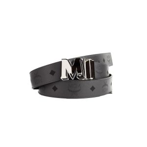Reversible Leather Belt with M Logo Buckle One Size Men