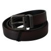 100% Authentic Dolce & Gabbana Leather Belt with Gray Buckle 115 cm Men