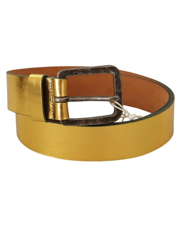 Mens Genuine Leather Belt with Rustic Silver Buckle 100 cm Men