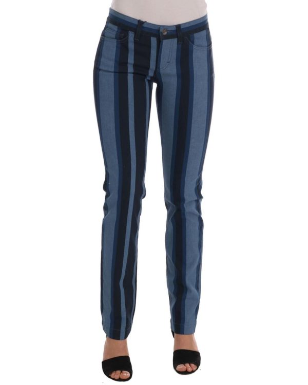 Blue Striped Cotton Stretch Denim Jeans – Dolce & Gabbana 40 IT Women