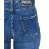Worn Wash Denim Jeans with Multi-Pockets and Front Closure W28 US Women