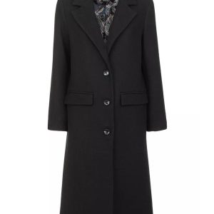 Wool Blend Coat with Front Pockets & Internal Lining 2XL Women