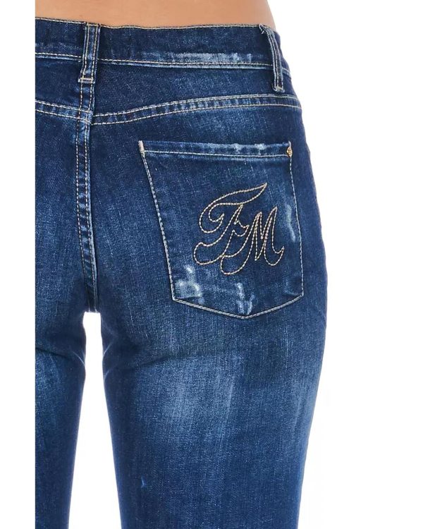 Worn Wash Skinny Denim Jeans with Multi-Pockets W26 US Women