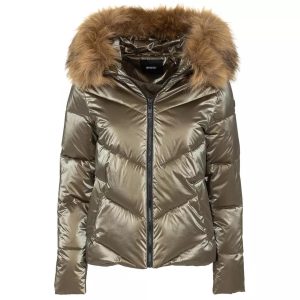 Imperfect Polyamide Short Down Jacket with Eco-Fur Hood S Women